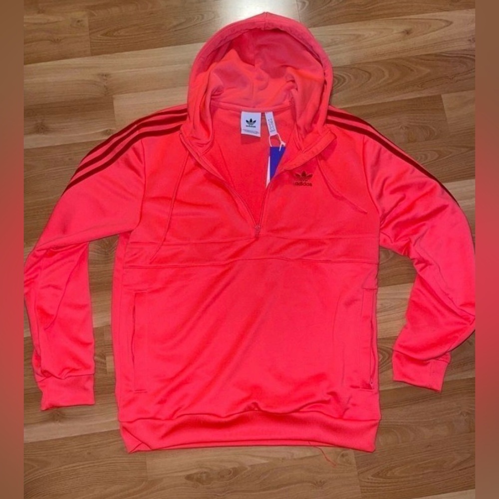 ADIDAS Coral Pink Womens Half Zip Hoodie ADIDAS Coral Pink Womens Half Z…